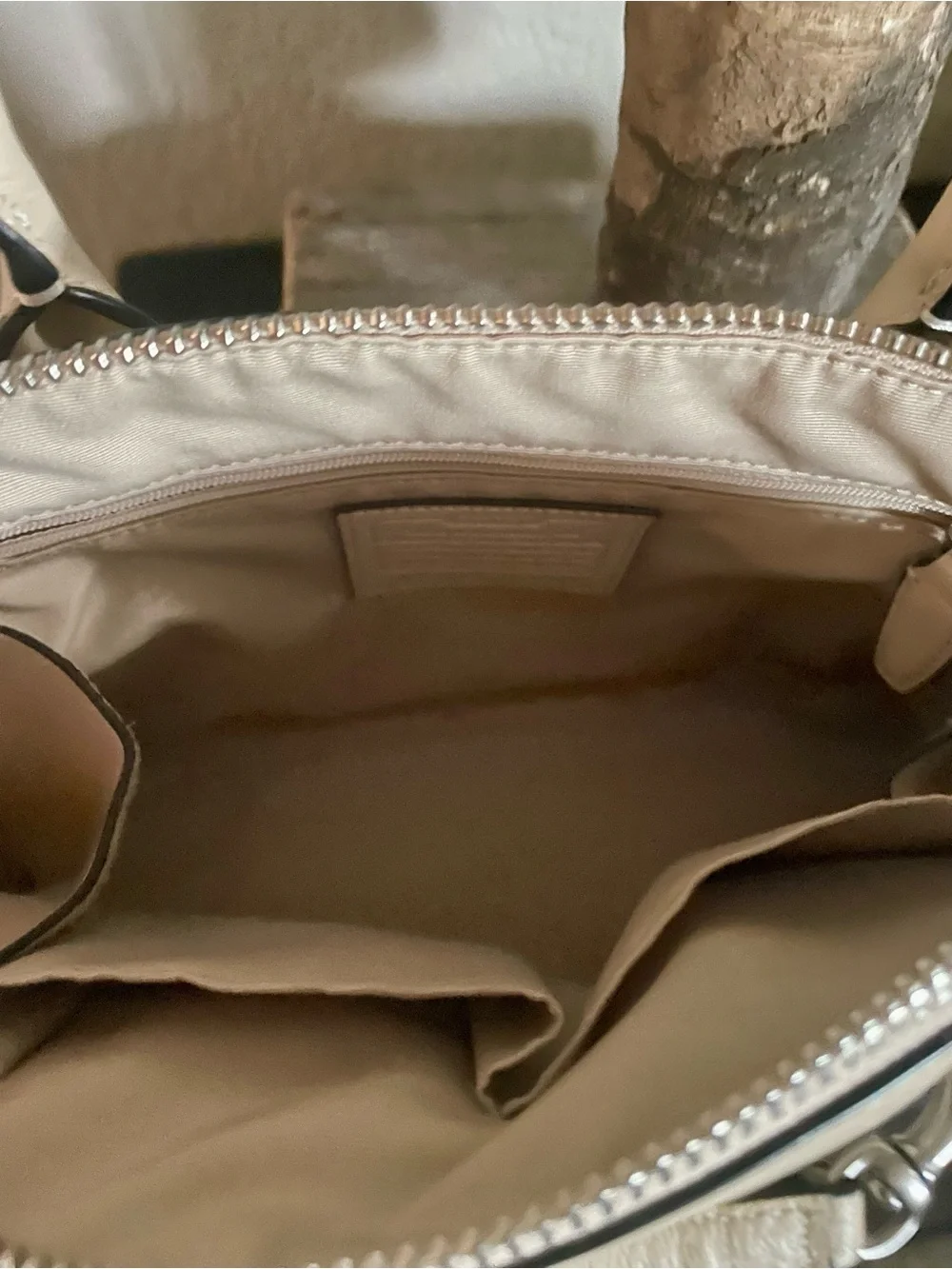 Coach Cream Leather Satchel with Silver Studs